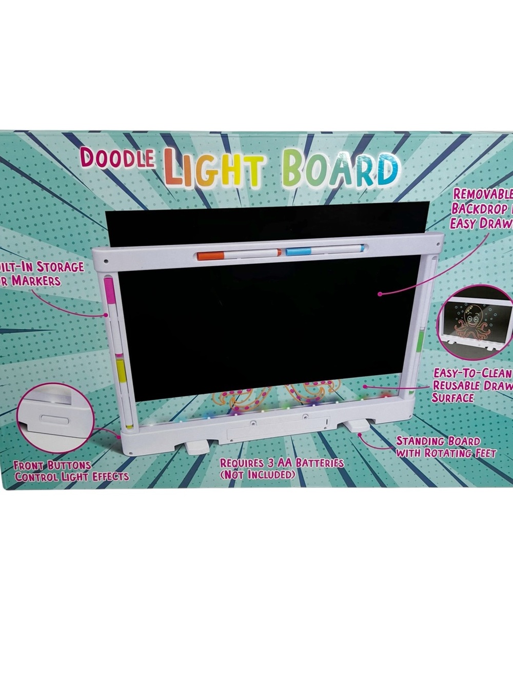 New Gabba Kidz Doodle LED Light Board Art Creativity Dry Erase